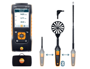 Miernik wielofunkcyjny Testo 440 dP z sondą wiatraczkową (Ø 100 mm), głowicą sondy wiatraczkowej (Ø 16 mm) oraz głowicą sondy wilgotności i temperatury